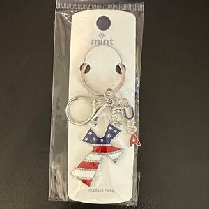 Mint American Flag Cross Keychain/Bag Charm - Red, White & Blue